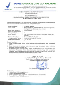 surat keterangan penerapan cara pembuatan kosmetik yang baik